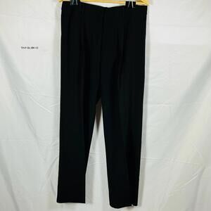 Theory Womens Black Dress Pants Size 12 Wide Leg Pleated